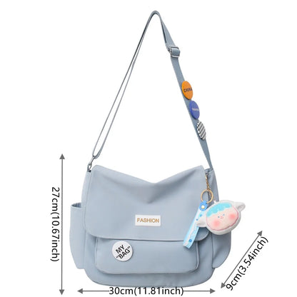 Vintage Canvas Messenger Bag Student Commute Tote Bag Women's Leisure Canvas Shoulder Bags Simplicity Large-Capacity Nylon Bag