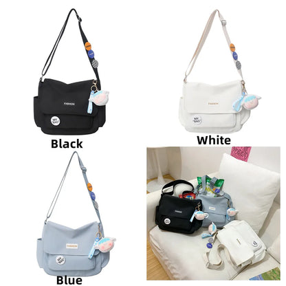 Vintage Canvas Messenger Bag Student Commute Tote Bag Women's Leisure Canvas Shoulder Bags Simplicity Large-Capacity Nylon Bag