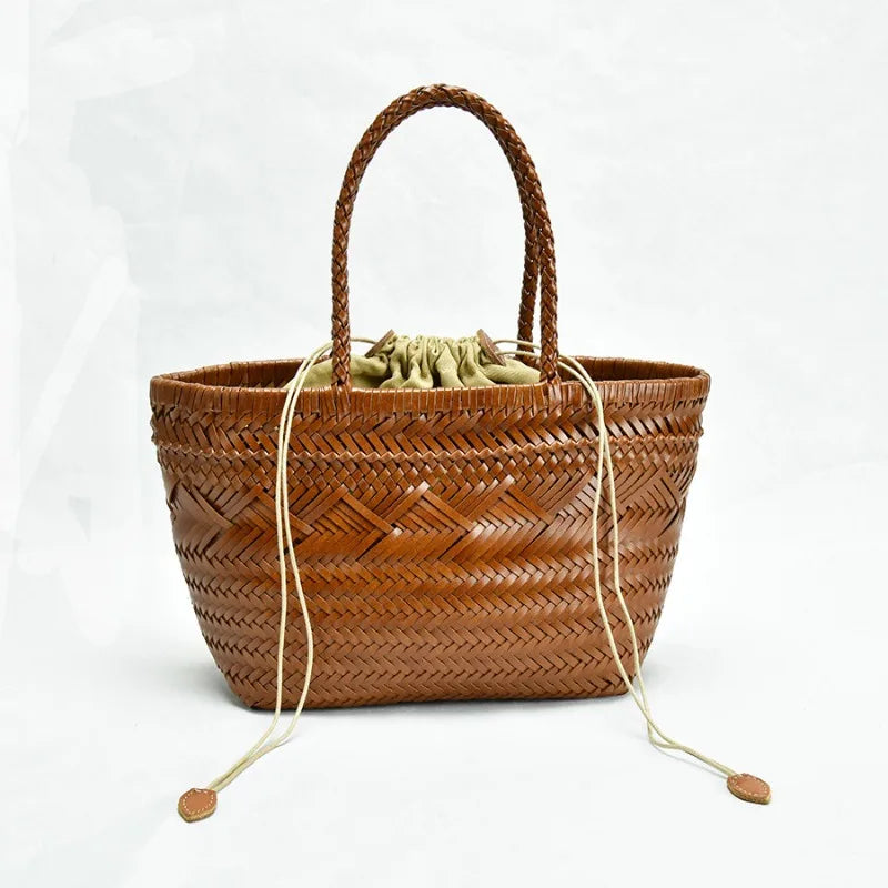 Vintage Casual One Shoulder Crossbody Tote Bags for Women Luxury Designer Braid Handbags Leisure Vegetable Basket Purses Clutch