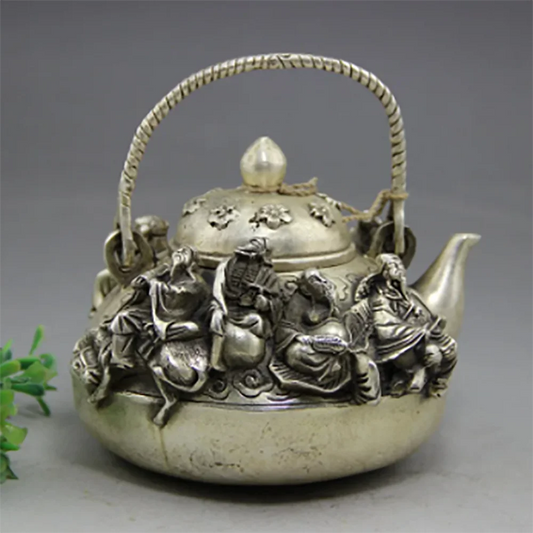 Vintage Copper Portable Wine Pot Teapot Antique Eight Immortals Teapot Collection Decorative Arts and Crafts Home Furnishings