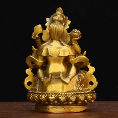 Vintage Copper Red and Black God of Wealth Ornament Tantric Tibetan Five Surnames God of Wealth Home Sculptures