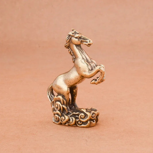 Vintage Copper Zodiac Horse Small Statue Feng Shui Ornaments Brass Lucky Animal Miniatures Figurines Desktop Decorations Crafts