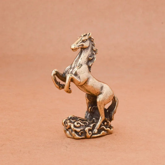 Vintage Copper Zodiac Horse Small Statue Feng Shui Ornaments Brass Lucky Animal Miniatures Figurines Desktop Decorations Crafts