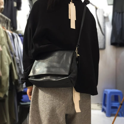 Vintage Cow Leather Black Bags for Women 2024 Autumn New Fashion Female Luxury Handbags Y2k Grunge Shoulder Crossbody Bag