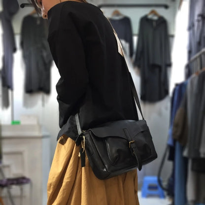 Vintage Cow Leather Casual Bags for Women 2024 Autumn New Shoulder Crossbody Bag Y2k Popular Youth Ladies Fashion Handbags