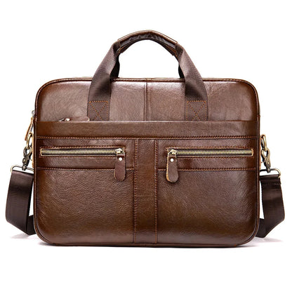 Vintage Cowhide Men Briefcase Business Handbag Genuine Leather Laptop Casual Messenger Bag For Male