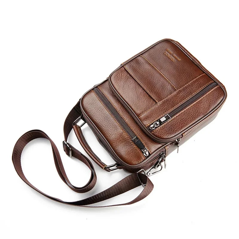 Vintage Cowhide Men's Shoulder Genuine Leather Crossbody For Man Fashion Messenger Phone Bag Casual Handbag
