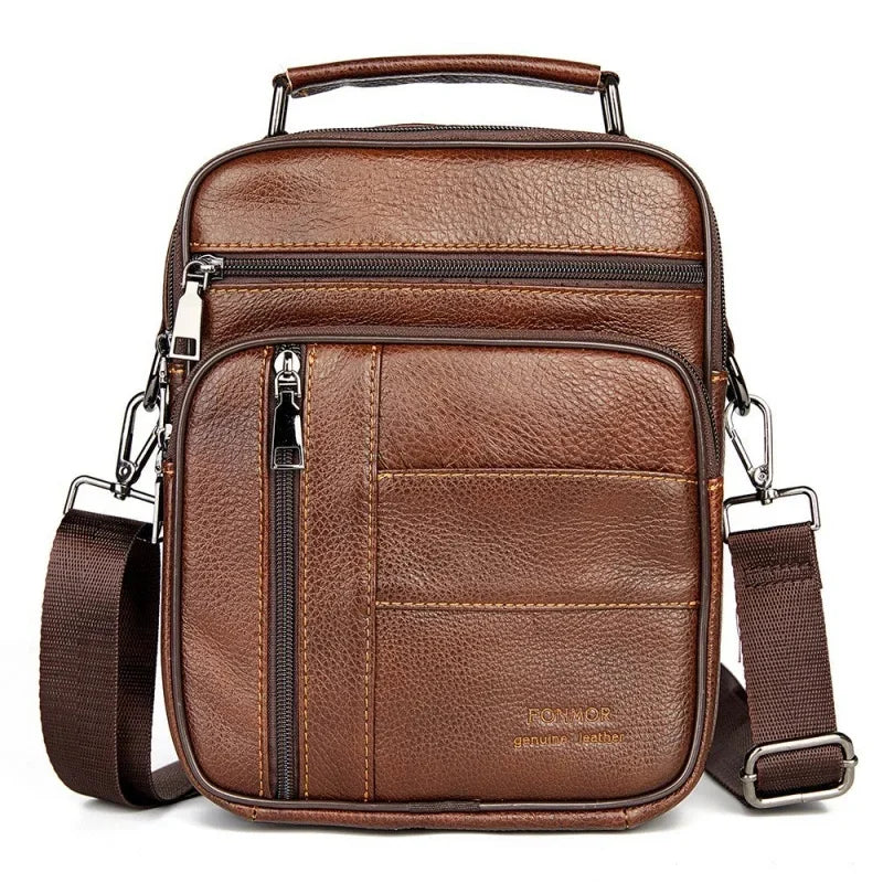 Vintage Cowhide Men's Shoulder Genuine Leather Crossbody For Man Fashion Messenger Phone Bag Casual Handbag