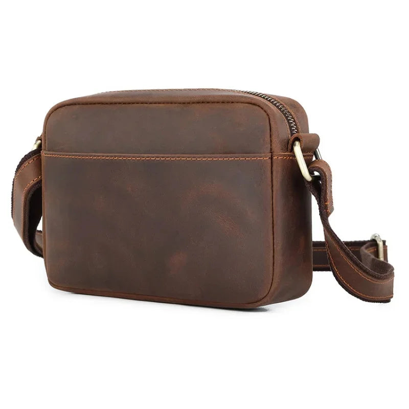 Vintage Cowhide Men's Shoulder Genuine Leather Simple Crossbody Casual Messenger Bag Business Man Handbag