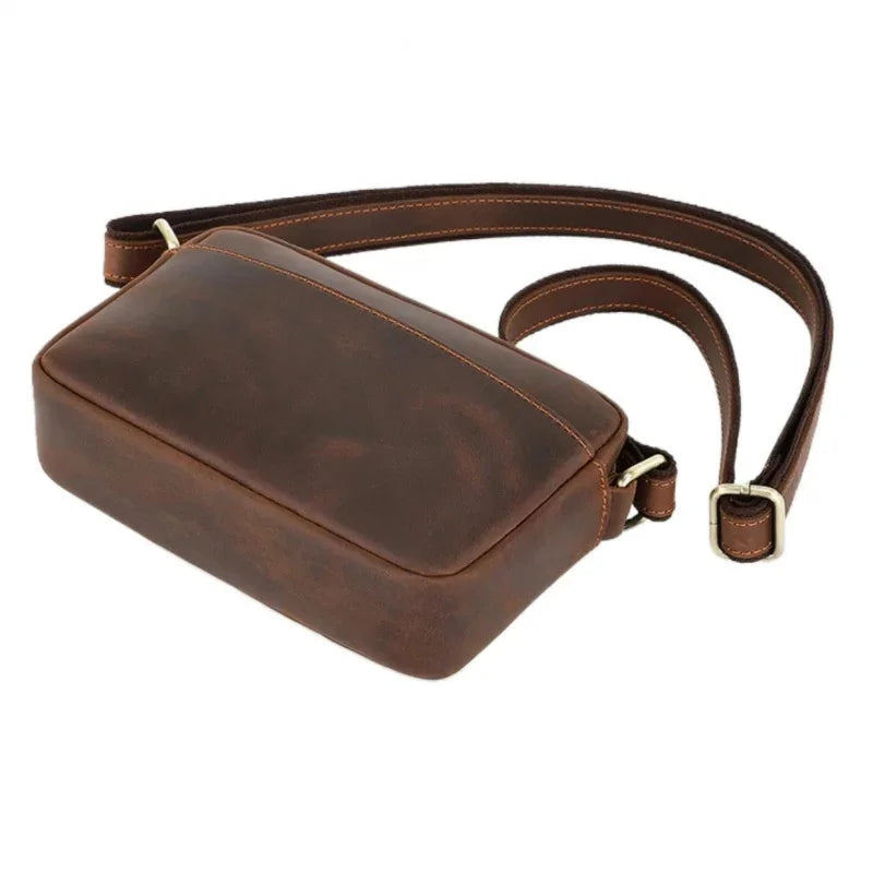 Vintage Cowhide Men's Shoulder Genuine Leather Simple Crossbody Casual Messenger Bag Business Man Handbag