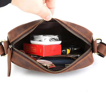 Vintage Cowhide Men's Shoulder Genuine Leather Simple Crossbody Casual Messenger Bag Business Man Handbag