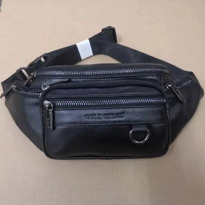Vintage Cowhide Men's Waist Genuine Leather Chest Large Capacity Fanny Pack Fashion Male Shoulder Crossbody Bag