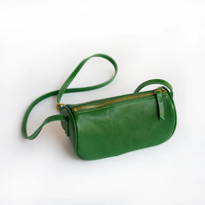 Vintage Cowhide Mini Pillow Bags for Women 2024 New All-match Casual Crossbody Bags Y2k Fashion Zipper Small Square Bag Bolsas