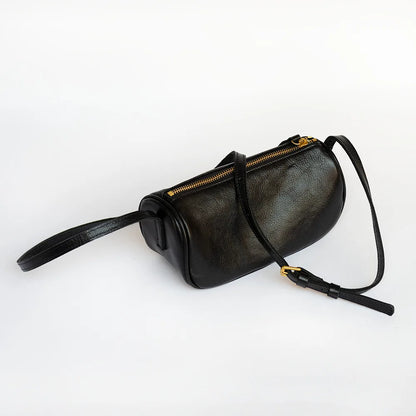 Vintage Cowhide Mini Pillow Bags for Women 2024 New All-match Casual Crossbody Bags Y2k Fashion Zipper Small Square Bag Bolsas