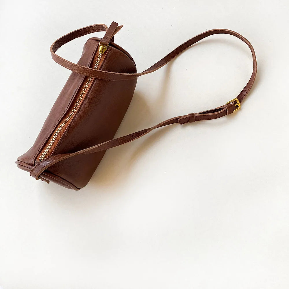 Vintage Cowhide Mini Pillow Bags for Women 2024 New All-match Casual Crossbody Bags Y2k Fashion Zipper Small Square Bag Bolsas