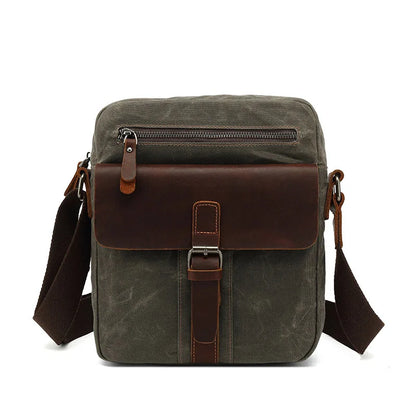Vintage Crazy Horse Leather Canvas Messenger Bags for men Laptop Briefcase Crossbody Satchel Bag