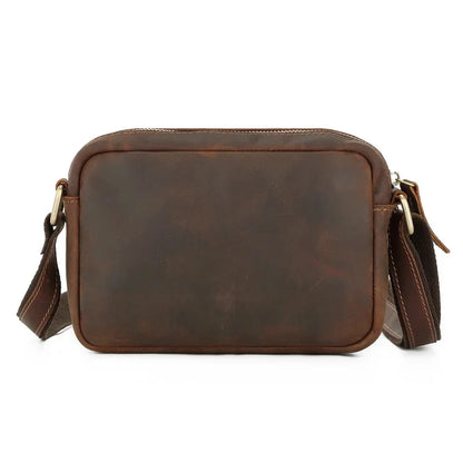 Vintage Crazy Horse Men's Shoulder Genuine Leather Casual Male Messenger Fashion Crossbody Bag