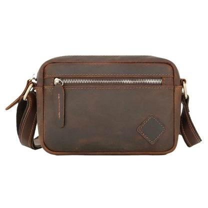 Vintage Crazy Horse Men's Shoulder Genuine Leather Casual Male Messenger Fashion Crossbody Bag