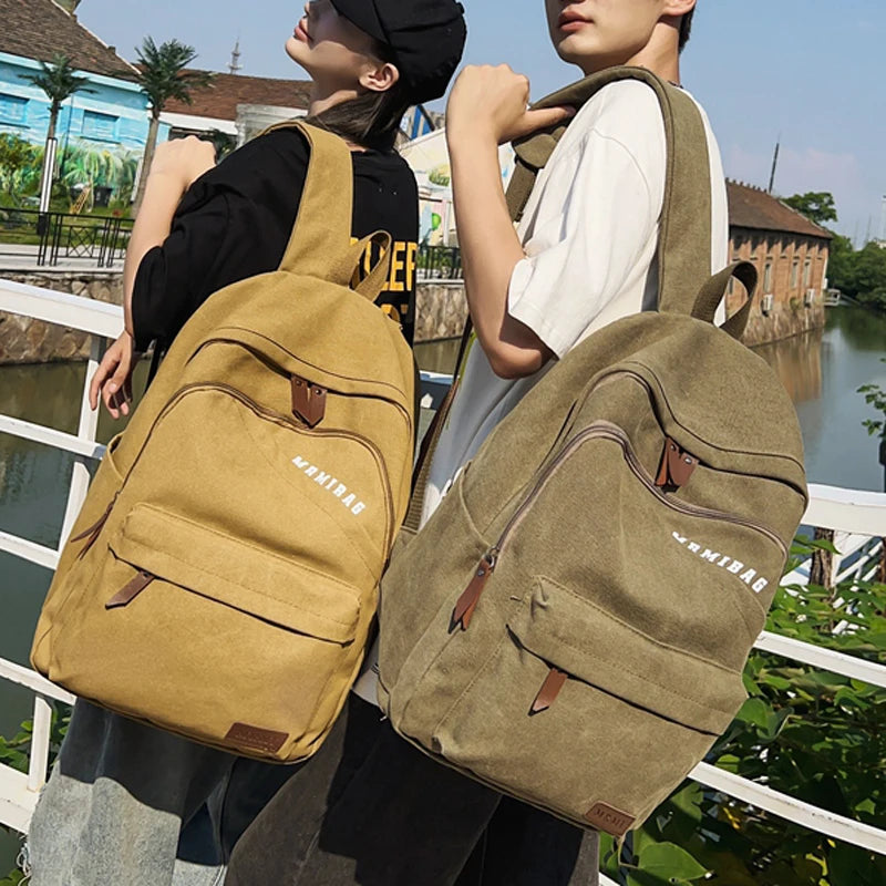 Vintage Design Durable Canvas Women Man Backpack Schoolbag for Teenage Girl Boys Student School Bags Rucksack