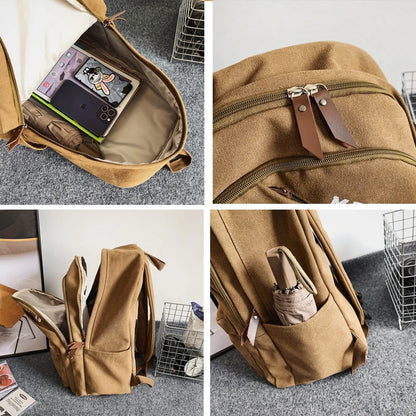 Vintage Design Durable Canvas Women Man Backpack Schoolbag for Teenage Girl Boys Student School Bags Rucksack