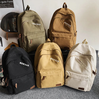 Vintage Design Durable Canvas Women Man Backpack Schoolbag for Teenage Girl Boys Student School Bags Rucksack