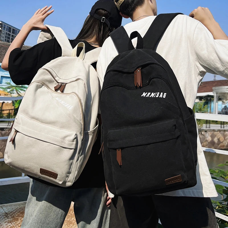 Vintage Design Durable Canvas Women Man Backpack Schoolbag for Teenage Girl Boys Student School Bags Rucksack