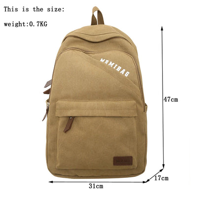 Vintage Design Durable Canvas Women Man Backpack Schoolbag for Teenage Girl Boys Student School Bags Rucksack