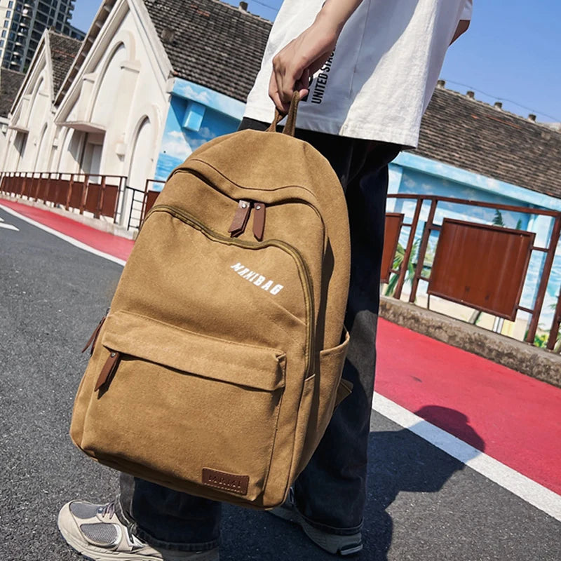 Vintage Design Durable Canvas Women Man Backpack Schoolbag for Teenage Girl Boys Student School Bags Rucksack
