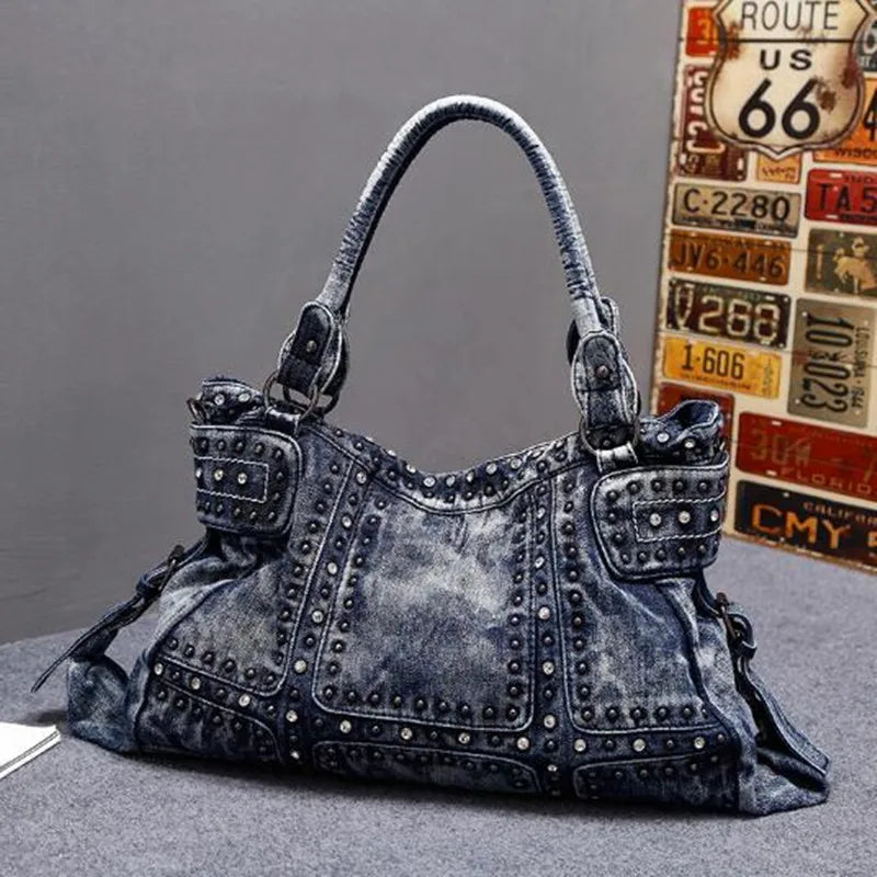 Vintage Design Fashion big Denim Women Bag Jeans Shoulder Bags Girls Handbags Crossbody Bag Women Messenger Bags