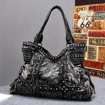 Vintage Design Fashion big Denim Women Bag Jeans Shoulder Bags Girls Handbags Crossbody Bag Women Messenger Bags