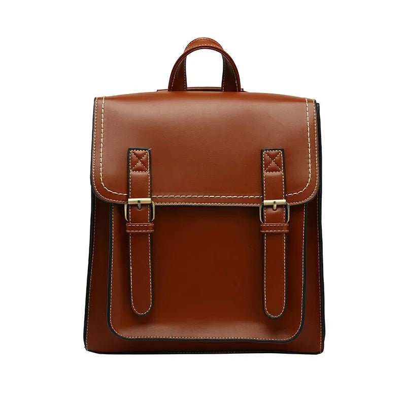 Vintage Female Pu Leather Women's Backpack Fashion School for Girls High Quality Leisure Shoulder Bag