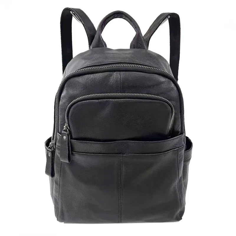 Vintage Female Shoulder Bags Fashion Trendy All-match Soft Genuine Leather Sac A Dos Casual Travel Ladies Mochilas School Bags