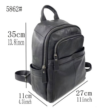 Vintage Female Shoulder Bags Fashion Trendy All-match Soft Genuine Leather Sac A Dos Casual Travel Ladies Mochilas School Bags