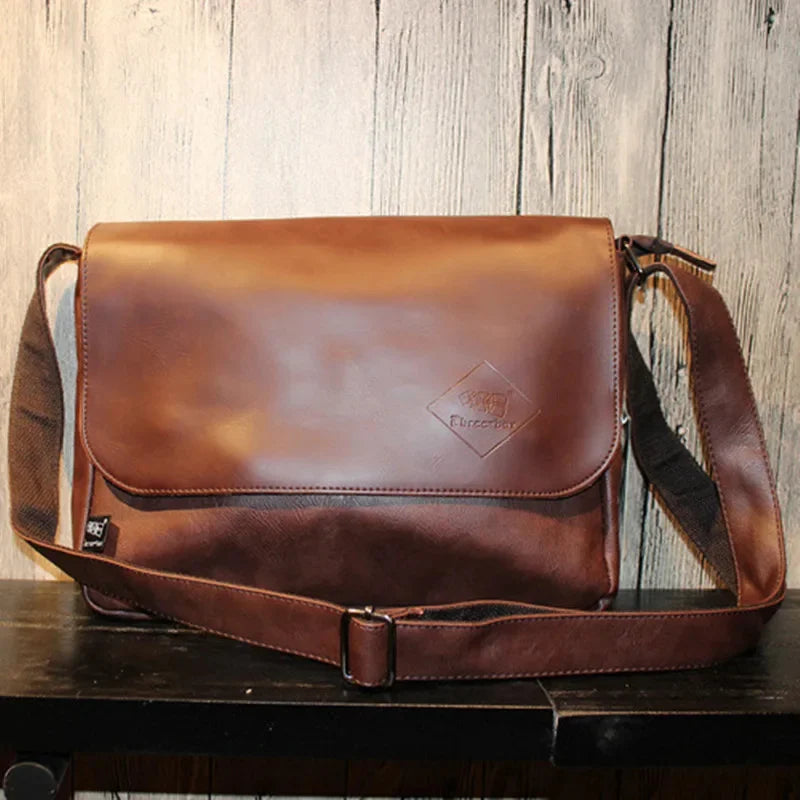 Vintage Flip Men's Shoulder PU Leather Large Capacity Messenger Fashion Man Crossbody Casual Travel Sling Bag