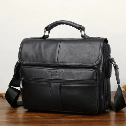 Vintage Genuine Briefcase For Men Cow Leather Male Shoulder Messenger Large Capacity Handbag Luxury Man File Bag