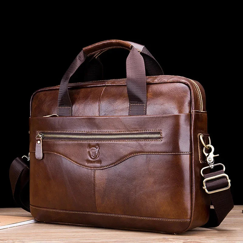 Vintage Genuine Leather Briefcases Men Business Laptop Handbag High Quality Crossbody Luxury Male Shoulder Messenger Bag
