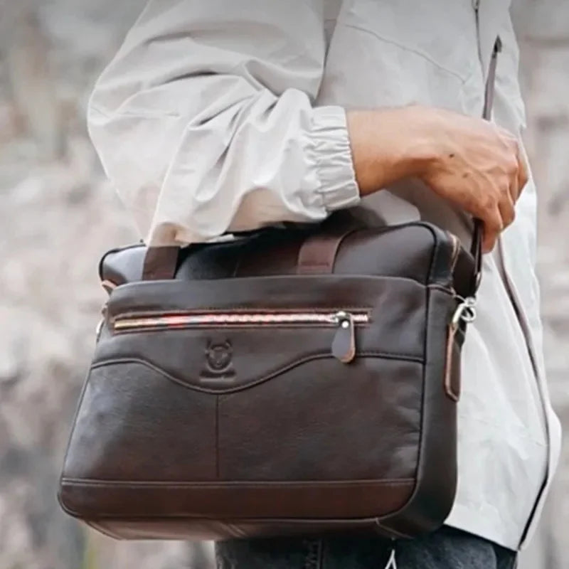 Vintage Genuine Leather Briefcases Men Business Laptop Handbag High Quality Crossbody Luxury Male Shoulder Messenger Bag