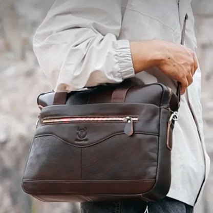 Vintage Genuine Leather Briefcases Men Business Laptop Handbag High Quality Crossbody Luxury Male Shoulder Messenger Bag