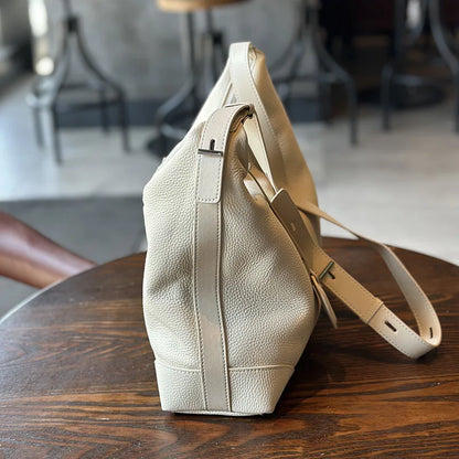 Vintage Genuine Leather Casual Tote Bags Women Solid All-match Large Capacity Soft Crossbody Shoulder Handbags Commuter Bolsas