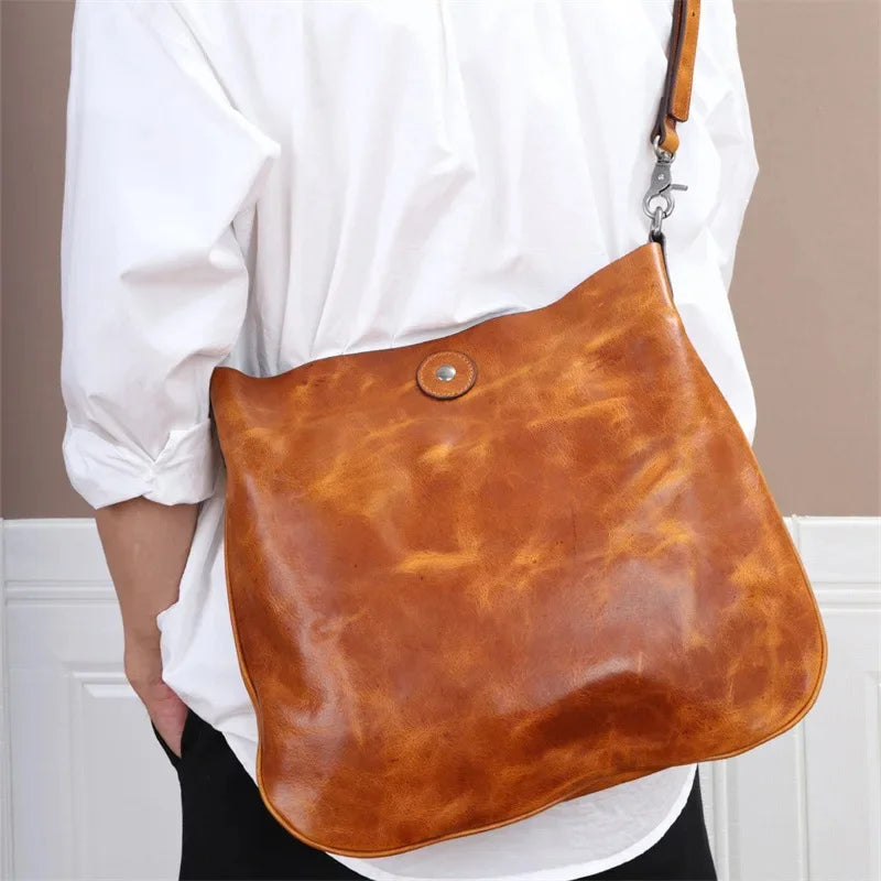 Vintage Genuine Leather For Men Large Capacity Crossbody Male Luxury Messenger Bags Shoulder Strap Handbag