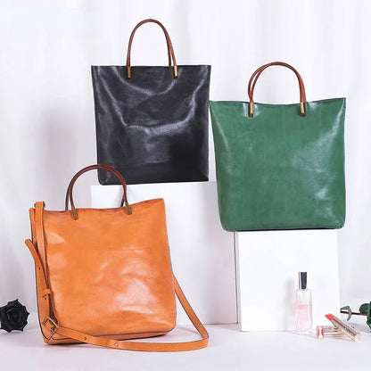Vintage Genuine Leather Handbags Fashion Casual Versatile Single Shoulder Crossbody Purses Clutches 2024 New Ladies Bolsas