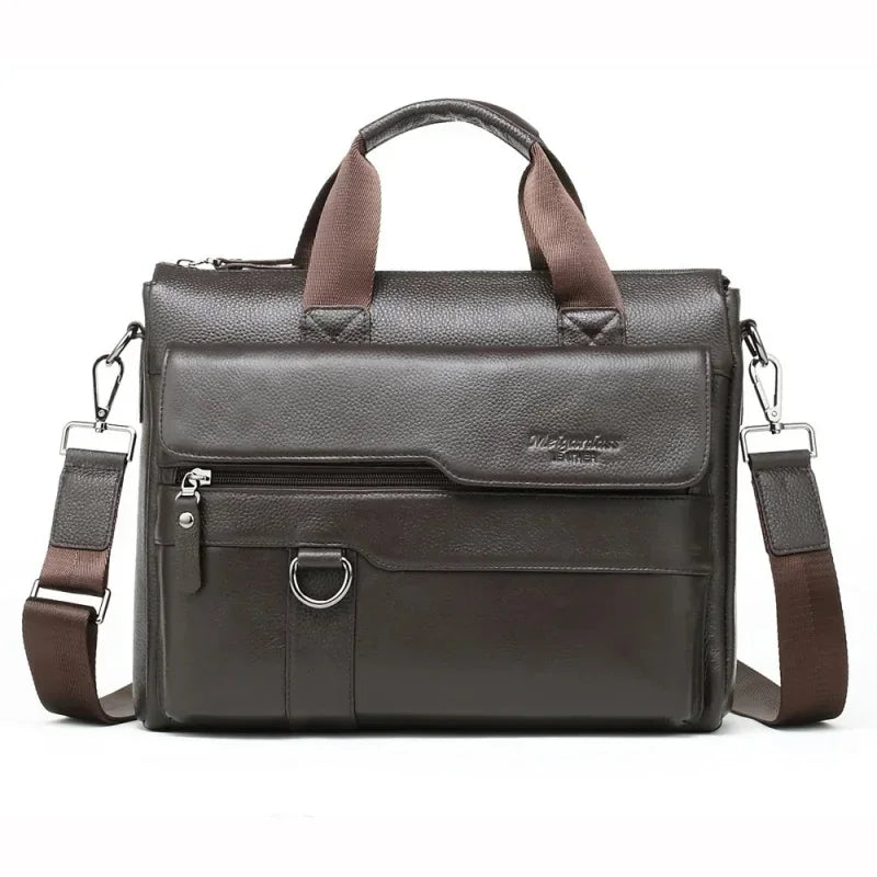 Vintage Genuine Leather Men's Briefcase Business Cowhide Handbag Large Capacity Male Shoulder Messenger Fashion Tote Bag
