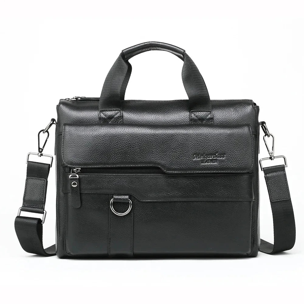 Vintage Genuine Leather Men's Briefcase Business Cowhide Handbag Large Capacity Male Shoulder Messenger Fashion Tote Bag