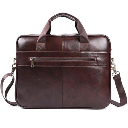 Vintage Genuine Leather Men's Briefcase Business Handbag Office Male Shoulder Messenger Cowhide 15.6" Inch Laptop Bag