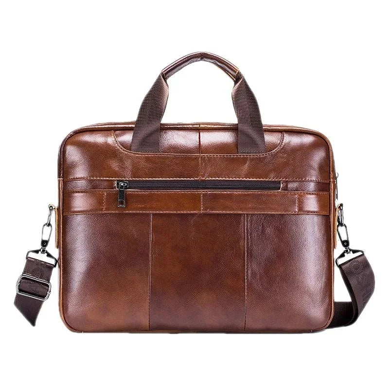 Vintage Genuine Leather Men's Briefcase New Business Handbag Multifunction Laptop Large Capacity Man Shoulder Messenger Bag