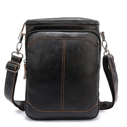 Vintage Genuine Leather Men's Crossbody Fashion Cowhide Male Shoulder Business FileMessenger Bag