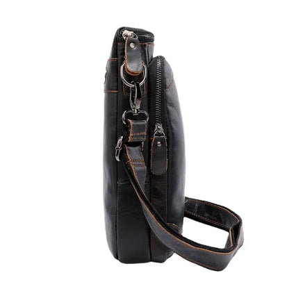 Vintage Genuine Leather Men's Crossbody Fashion Cowhide Male Shoulder Business FileMessenger Bag