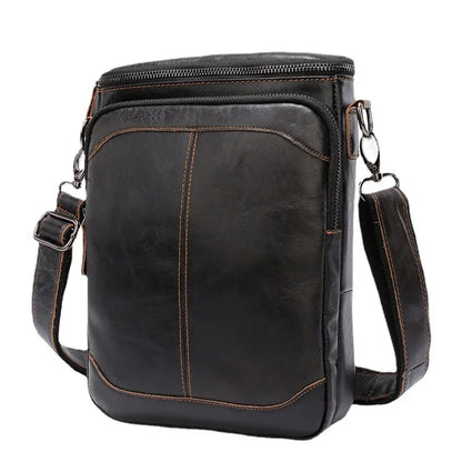 Vintage Genuine Leather Men's Crossbody Fashion Cowhide Male Shoulder Business FileMessenger Bag