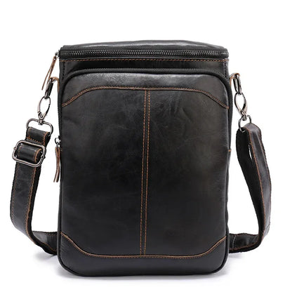 Vintage Genuine Leather Men's Crossbody Fashion Cowhide Male Shoulder Business FileMessenger Bag
