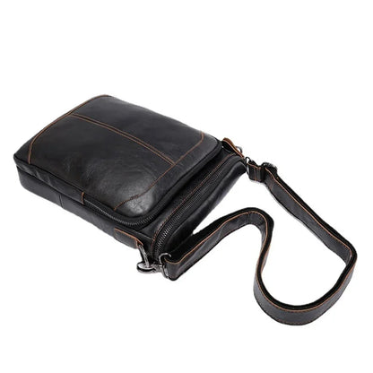 Vintage Genuine Leather Men's Crossbody Fashion Cowhide Male Shoulder Business FileMessenger Bag